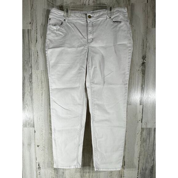 Chicos Platinum Jeans Size 2.5 (34x28.5) White With Lavender Stitching READ - Picture 1 of 10